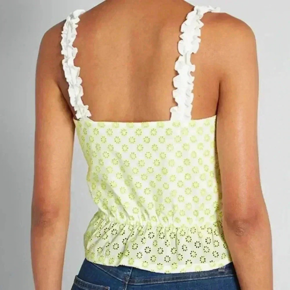 ModCloth Darling for the Prairie Peplum Tank Top White/Green XL Cottagecore - Picture 2 of 3